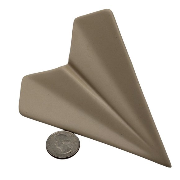 Ceramic Paper Airplane Wall Hanger Cream Beige 5 Inch Desktop Decor - Picture 1 of 2